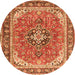 Machine Washable Persian Orange Traditional Area Rugs, wshtr3375org