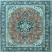 Square Machine Washable Persian Light Blue Traditional Rug, wshtr3375lblu