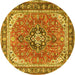 Round Machine Washable Persian Yellow Traditional Rug, wshtr3375yw