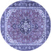 Round Machine Washable Persian Blue Traditional Rug, wshtr3375blu