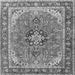 Round Machine Washable Persian Gray Traditional Rug, wshtr3375gry