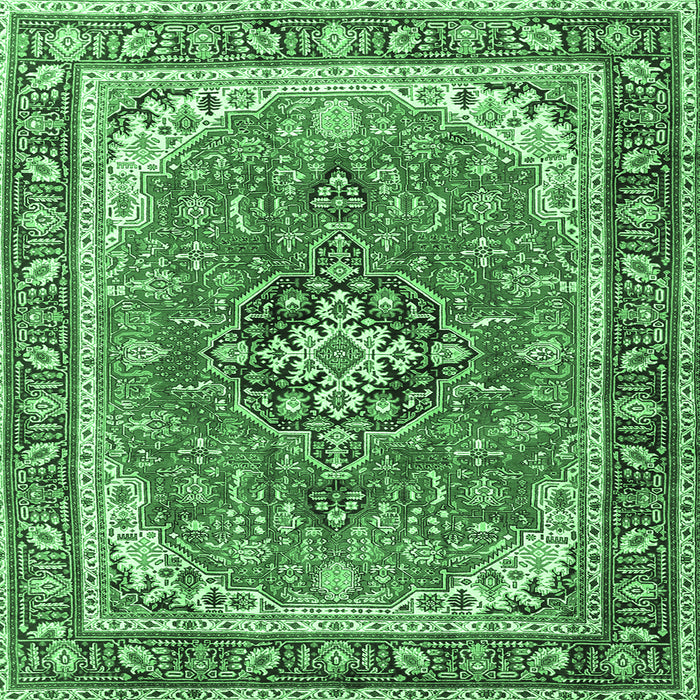 Square Persian Emerald Green Traditional Rug, tr3375emgrn
