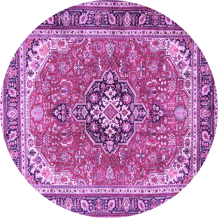 Round Machine Washable Persian Purple Traditional Area Rugs, wshtr3375pur