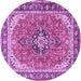 Round Machine Washable Persian Purple Traditional Area Rugs, wshtr3375pur