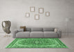 Machine Washable Persian Emerald Green Traditional Area Rugs in a Living Room,, wshtr3375emgrn