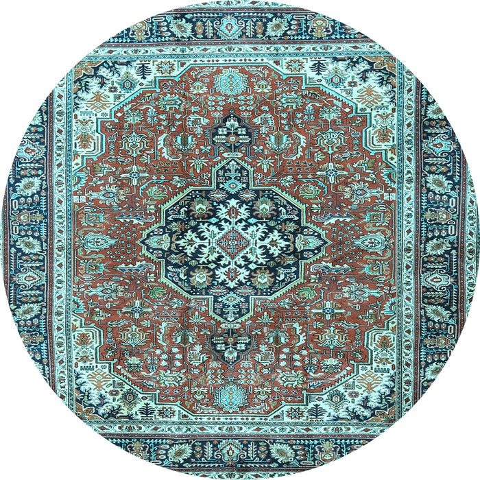 Round Machine Washable Persian Light Blue Traditional Rug, wshtr3375lblu
