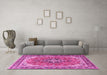 Machine Washable Persian Pink Traditional Rug in a Living Room, wshtr3375pnk