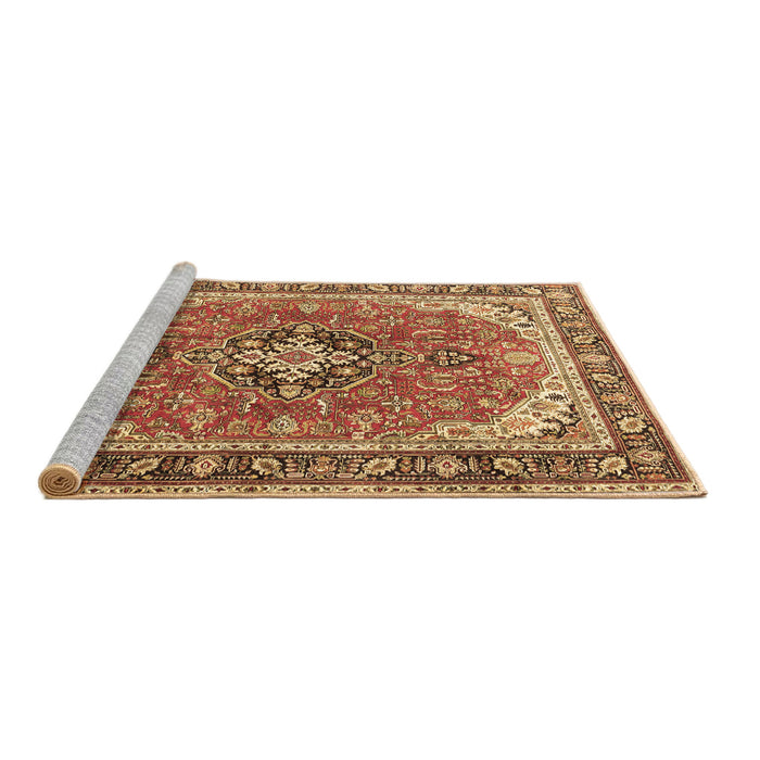 Sideview of Machine Washable Persian Brown Traditional Rug, wshtr3375brn