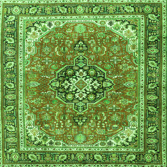 Round Machine Washable Persian Green Traditional Area Rugs, wshtr3375grn