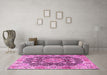 Machine Washable Persian Pink Traditional Rug in a Living Room, wshtr3376pnk