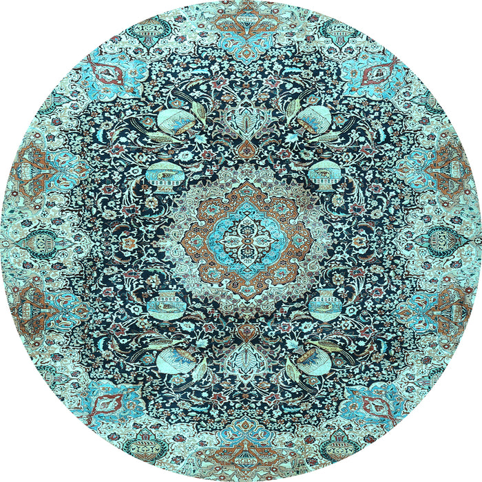 Round Persian Light Blue Traditional Rug, tr3376lblu