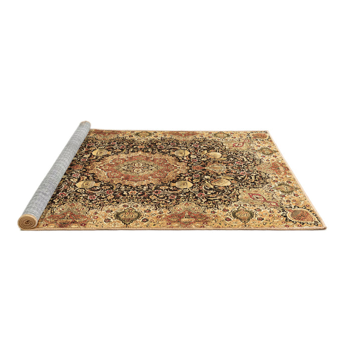 Sideview of Machine Washable Persian Brown Traditional Rug, wshtr3376brn