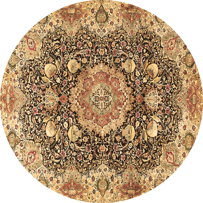 Round Persian Brown Traditional Rug, tr3376brn