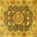 Square Machine Washable Persian Yellow Traditional Rug, wshtr3376yw