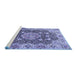 Sideview of Machine Washable Persian Blue Traditional Rug, wshtr3376blu