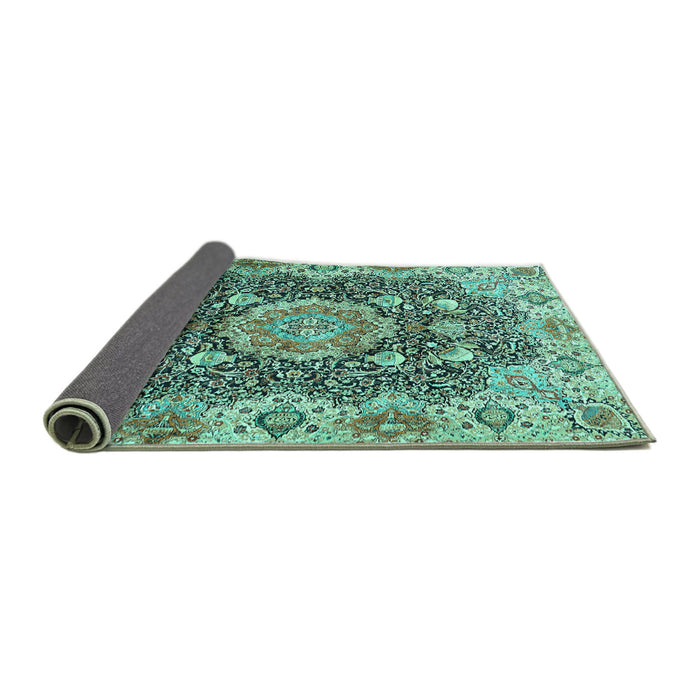 Sideview of Persian Turquoise Traditional Rug, tr3376turq