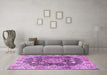 Machine Washable Persian Purple Traditional Area Rugs in a Living Room, wshtr3376pur