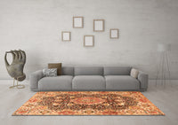 Machine Washable Persian Orange Traditional Rug, wshtr3376org