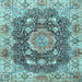 Square Machine Washable Persian Light Blue Traditional Rug, wshtr3376lblu