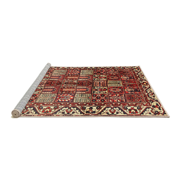 Sideview of Machine Washable Traditional Saffron Red Rug, wshtr3377