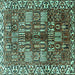 Square Machine Washable Persian Turquoise Traditional Area Rugs, wshtr3377turq