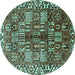 Round Machine Washable Persian Turquoise Traditional Area Rugs, wshtr3377turq