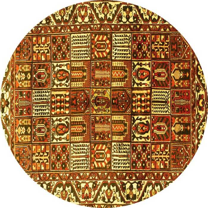 Round Machine Washable Persian Yellow Traditional Rug, wshtr3377yw