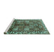 Sideview of Machine Washable Persian Turquoise Traditional Area Rugs, wshtr3377turq