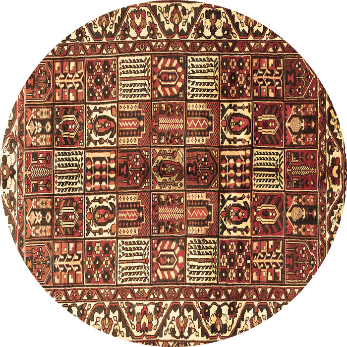 Round Persian Brown Traditional Rug, tr3377brn