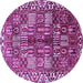 Round Machine Washable Persian Purple Traditional Area Rugs, wshtr3377pur