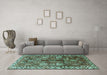 Machine Washable Persian Turquoise Traditional Area Rugs in a Living Room,, wshtr3377turq