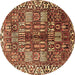 Round Machine Washable Persian Brown Traditional Rug, wshtr3377brn