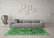 Machine Washable Persian Emerald Green Traditional Area Rugs in a Living Room,, wshtr3377emgrn