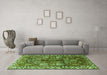 Machine Washable Persian Green Traditional Area Rugs in a Living Room,, wshtr3377grn