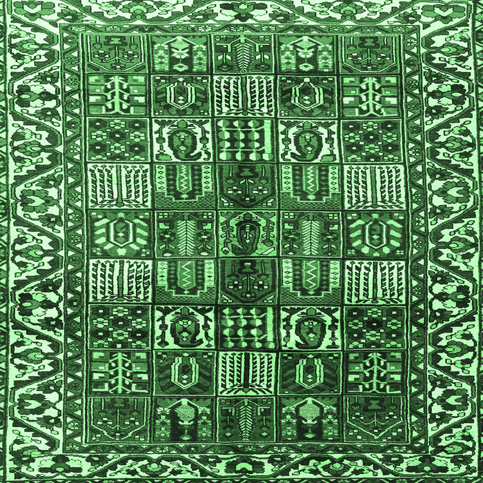 Square Machine Washable Persian Emerald Green Traditional Area Rugs, wshtr3377emgrn