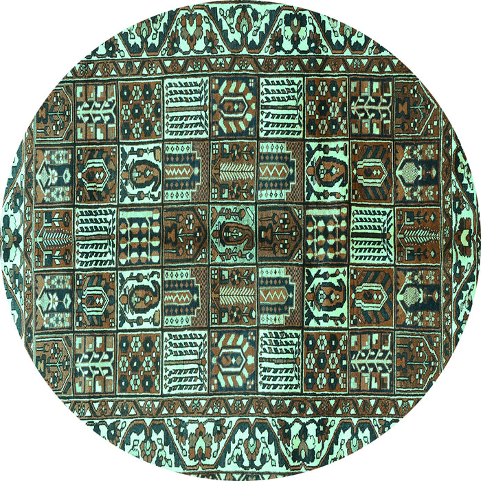 Round Persian Turquoise Traditional Rug, tr3377turq