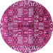 Round Machine Washable Persian Pink Traditional Rug, wshtr3377pnk