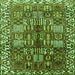 Round Machine Washable Persian Green Traditional Area Rugs, wshtr3377grn