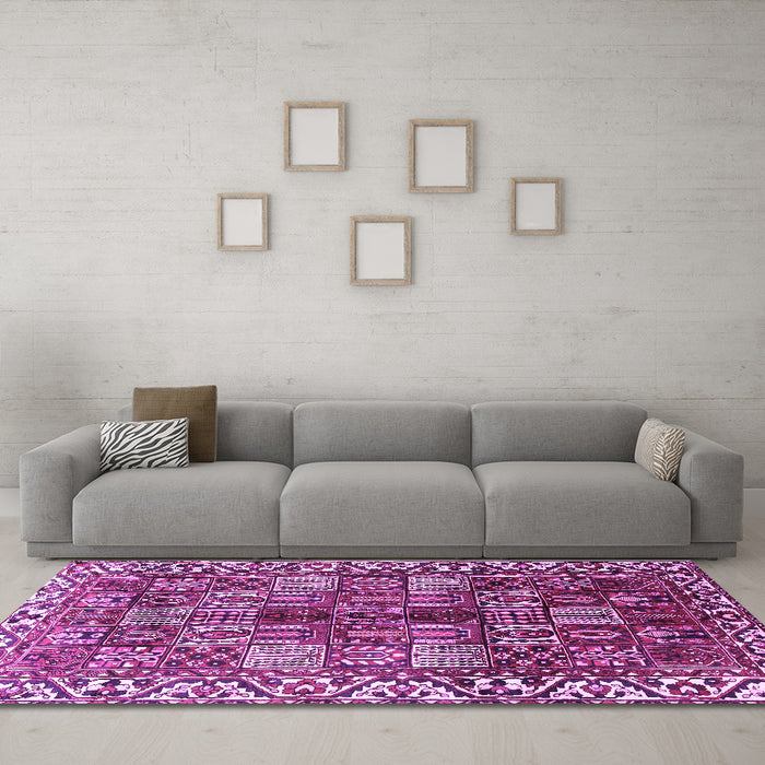 Machine Washable Persian Purple Traditional Area Rugs in a Living Room, wshtr3377pur