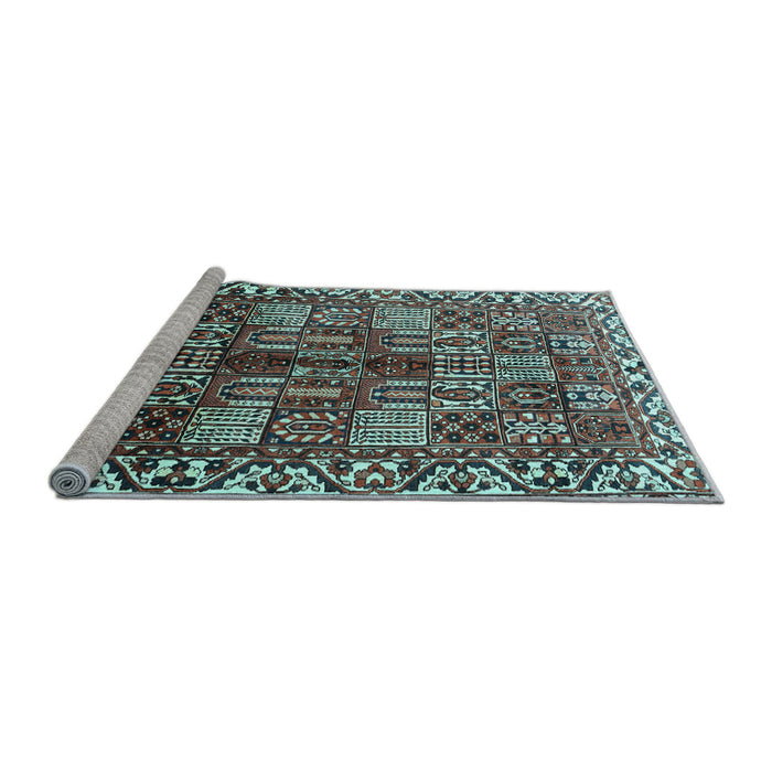 Sideview of Machine Washable Persian Light Blue Traditional Rug, wshtr3377lblu