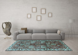 Machine Washable Persian Light Blue Traditional Rug in a Living Room, wshtr3377lblu