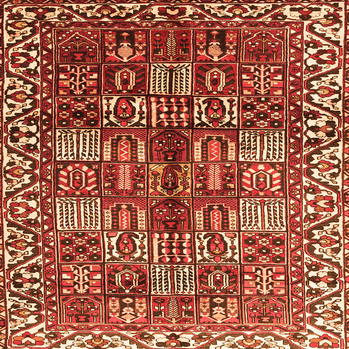 Round Machine Washable Persian Orange Traditional Area Rugs, wshtr3377org