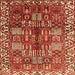 Round Machine Washable Persian Orange Traditional Area Rugs, wshtr3377org