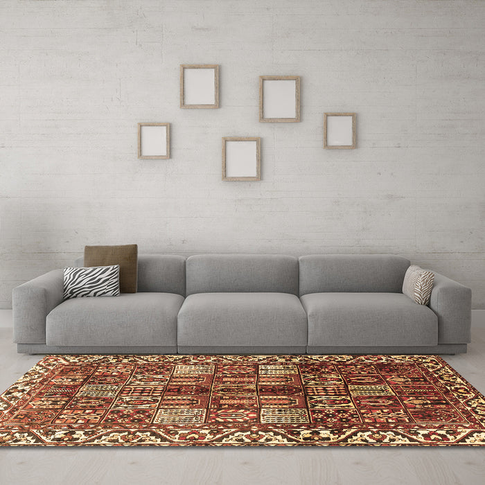 Machine Washable Persian Brown Traditional Rug in a Living Room,, wshtr3377brn