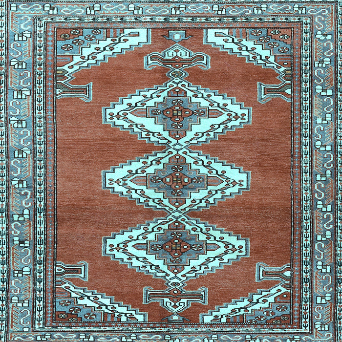 Square Machine Washable Persian Light Blue Traditional Rug, wshtr3378lblu