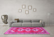 Machine Washable Persian Pink Traditional Rug in a Living Room, wshtr3378pnk