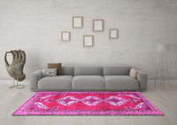 Machine Washable Persian Pink Traditional Rug, wshtr3378pnk