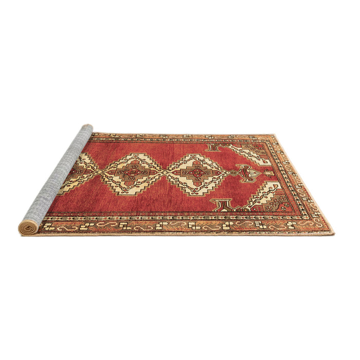 Sideview of Machine Washable Persian Brown Traditional Rug, wshtr3378brn
