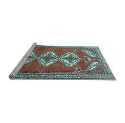 Sideview of Machine Washable Persian Light Blue Traditional Rug, wshtr3378lblu