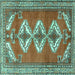 Square Machine Washable Persian Turquoise Traditional Area Rugs, wshtr3378turq